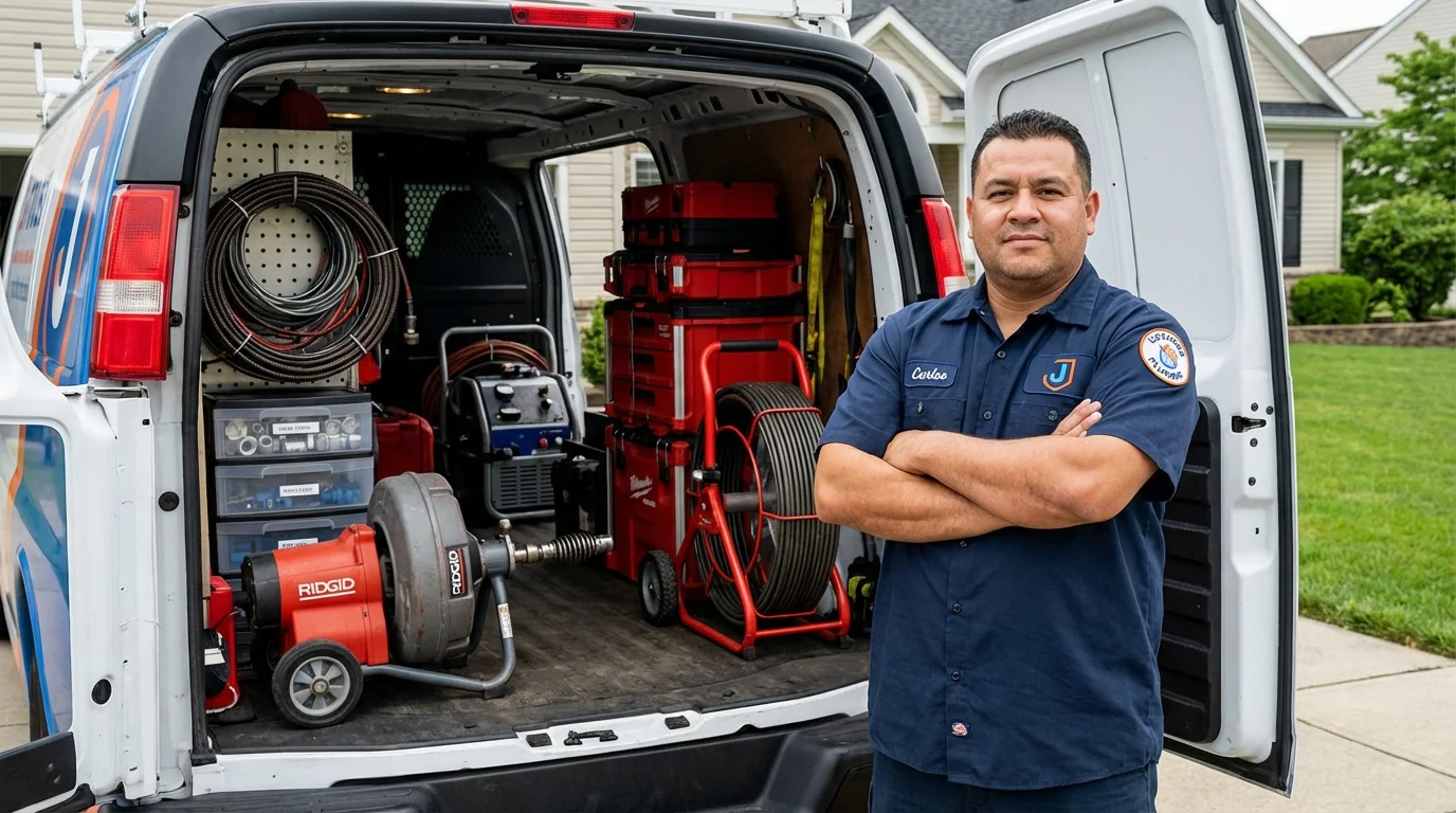 Professional drain cleaning equipment and Johns Plumbing LLC plumber in Storm Lake