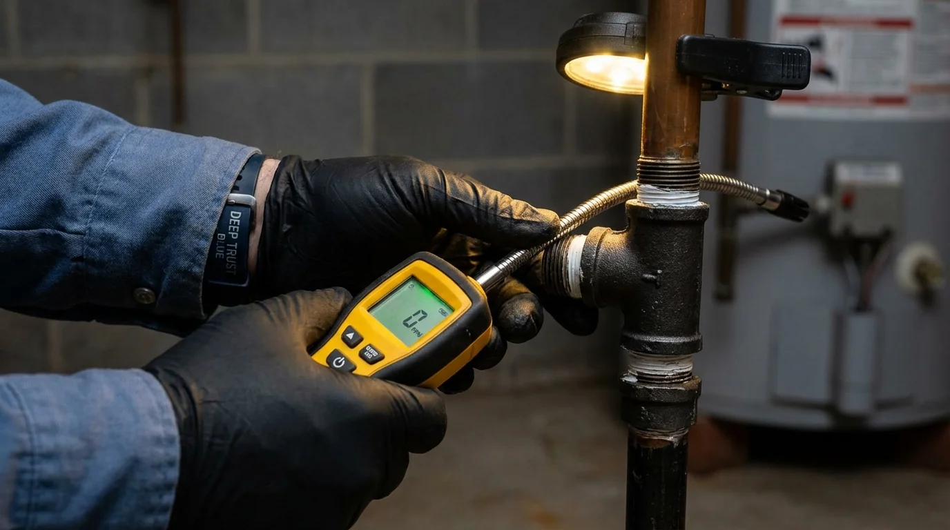 Gas leak detection with electronic sniffer by Johns Plumbing LLC in Storm Lake